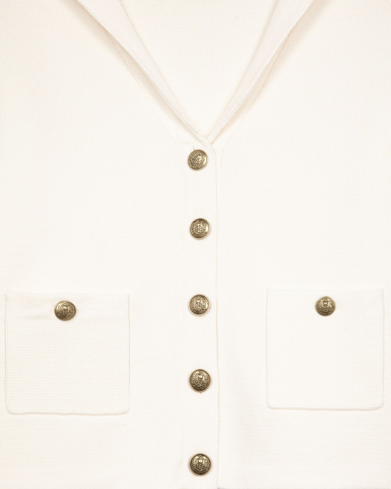 The Kooples MUJER ECRU cárdigan algodón lana blanco crudo