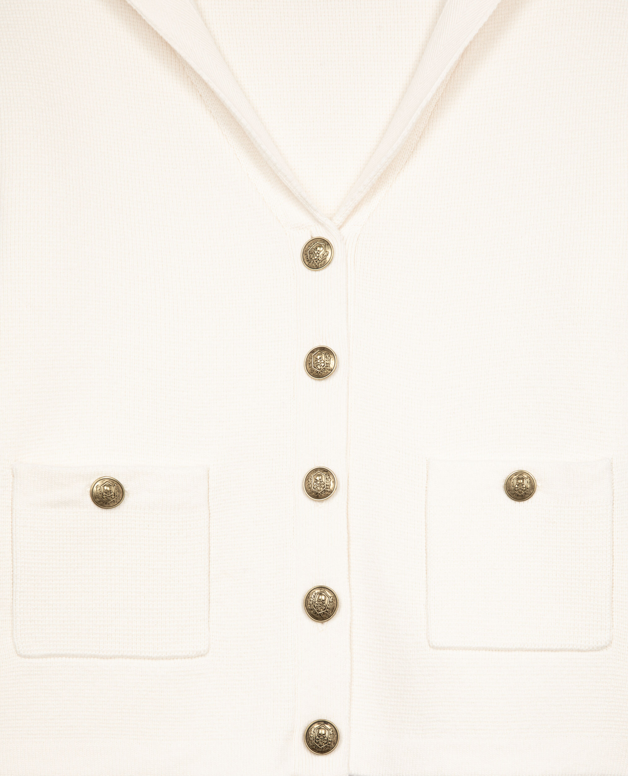 Ecru cotton and wool cardigan, ECRU, hi-res image number null