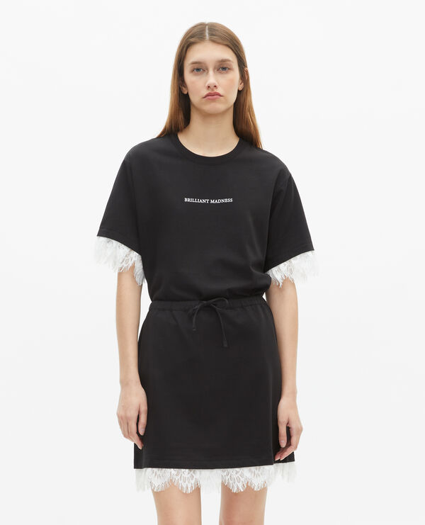 The Kooples FEMME BLACK jupe courte avec dentelle noire