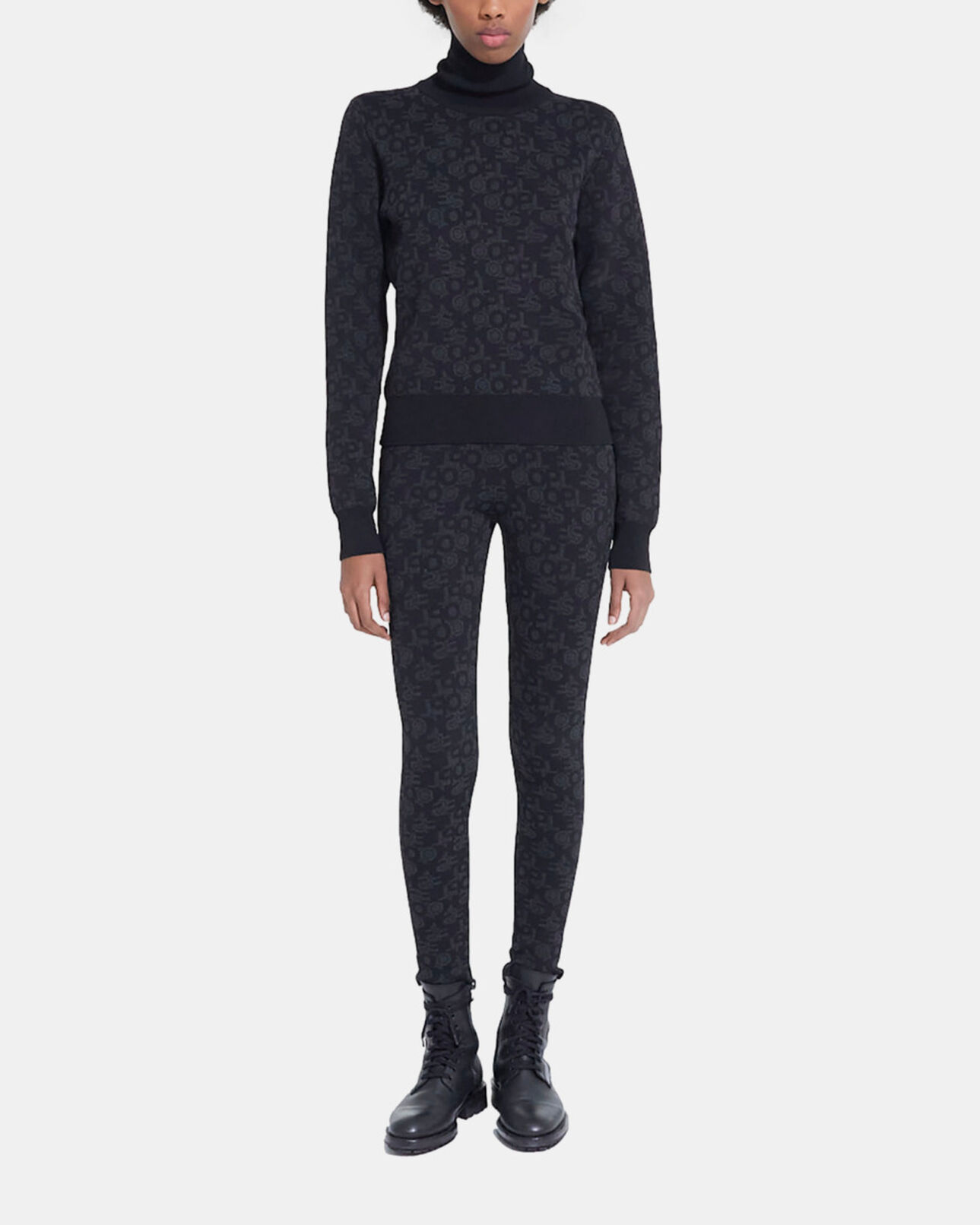 The Kooples WOMEN BLACK DARK GREY black sweater with the kooples logo