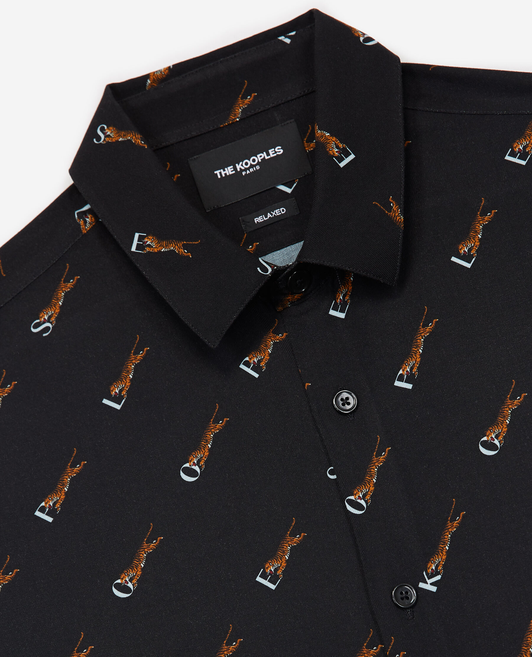 Black printed shirt with The Kooples logo The Kooples UK