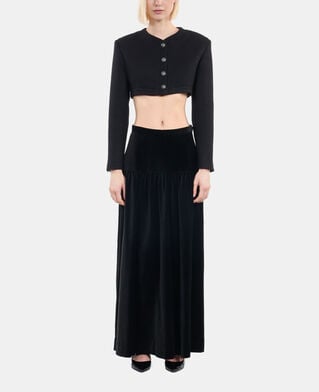 The Kooples FEMME BLACK veste en laine et coton noire