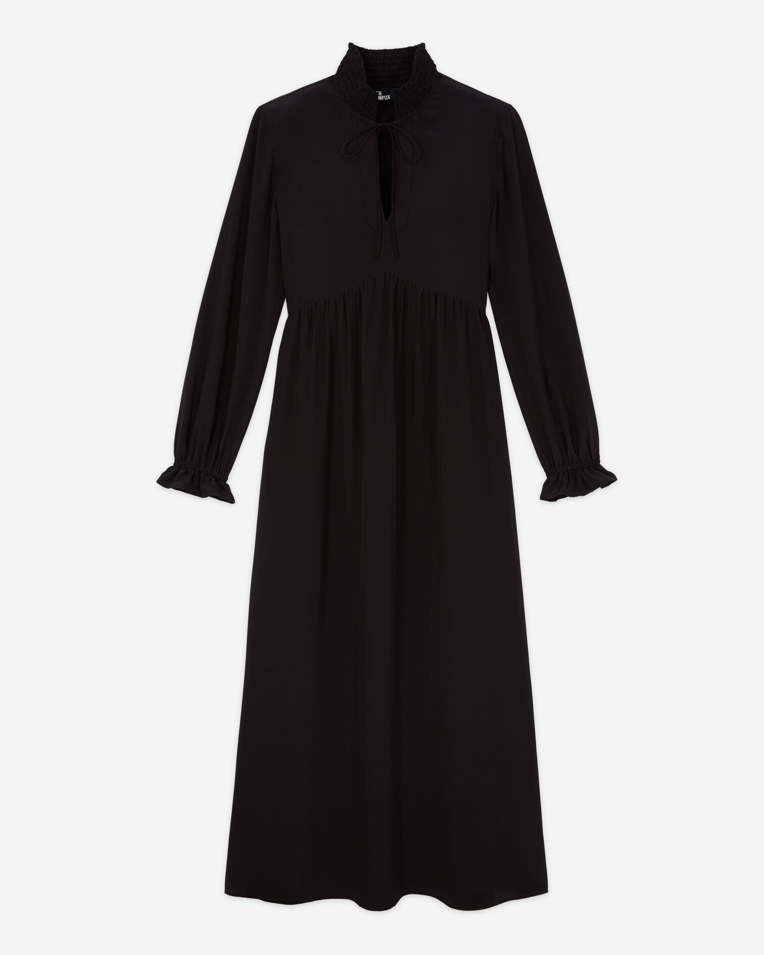 Langes, schwarzes Kleid aus Seide, BLACK, hi-res image number null