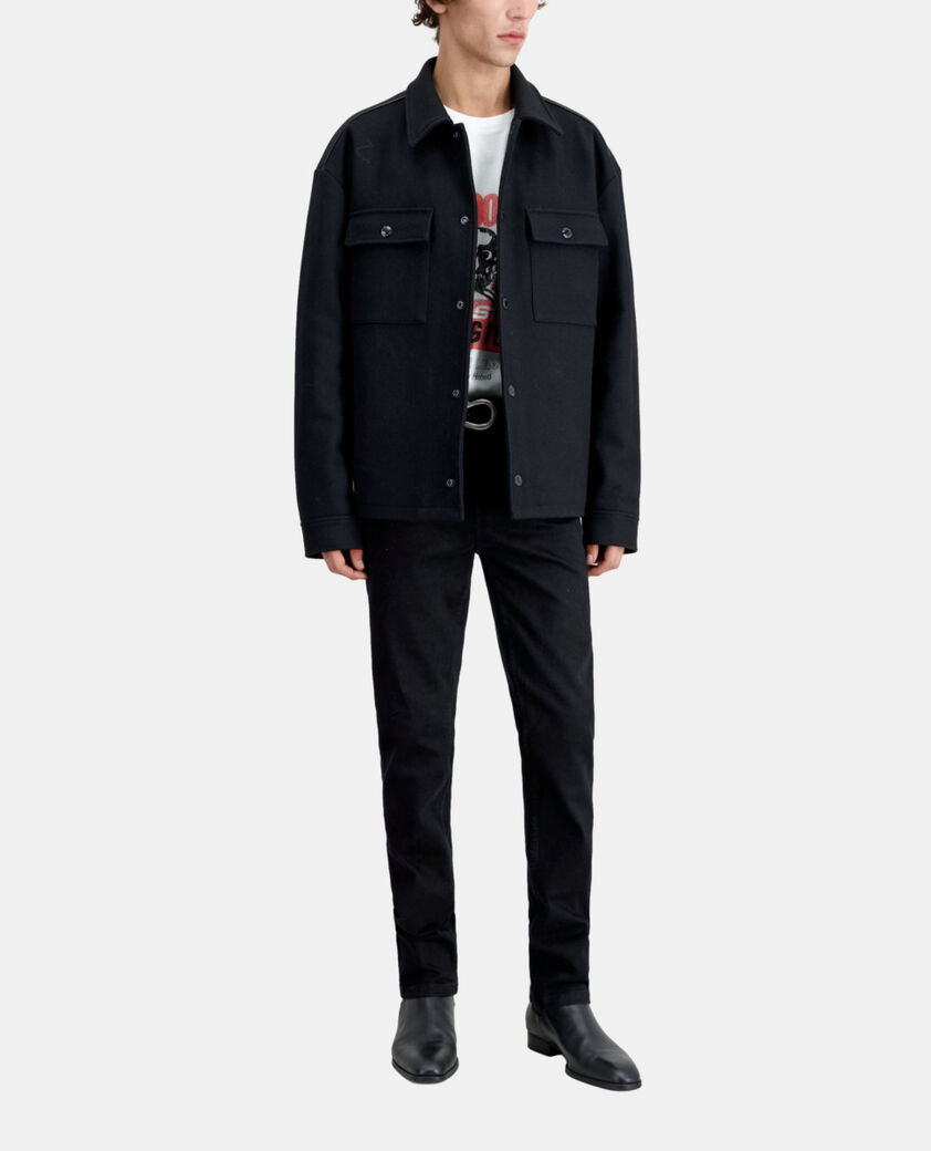 The Kooples HOMME BLACK blouson type surchemise noir en laine mélangée