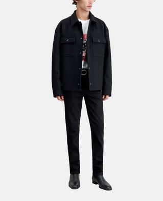 The Kooples HOMME BLACK blouson type surchemise noir en laine mélangée