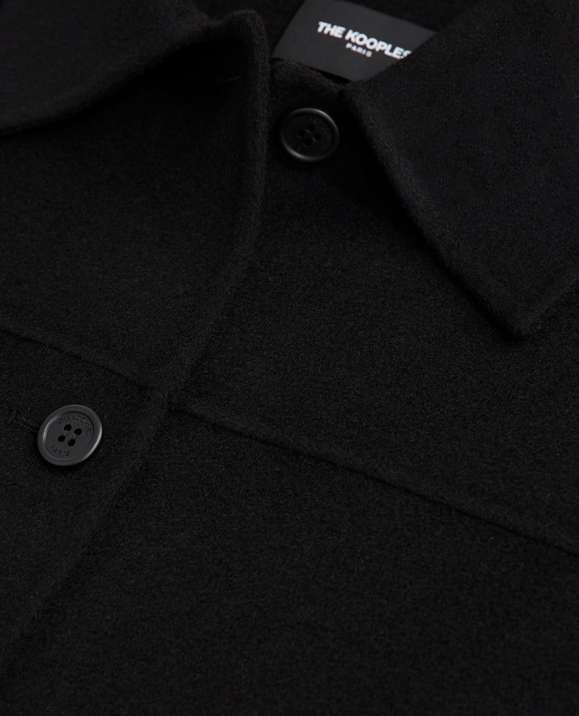 Overshirt-style black wool jacket, BLACK, hi-res image number null