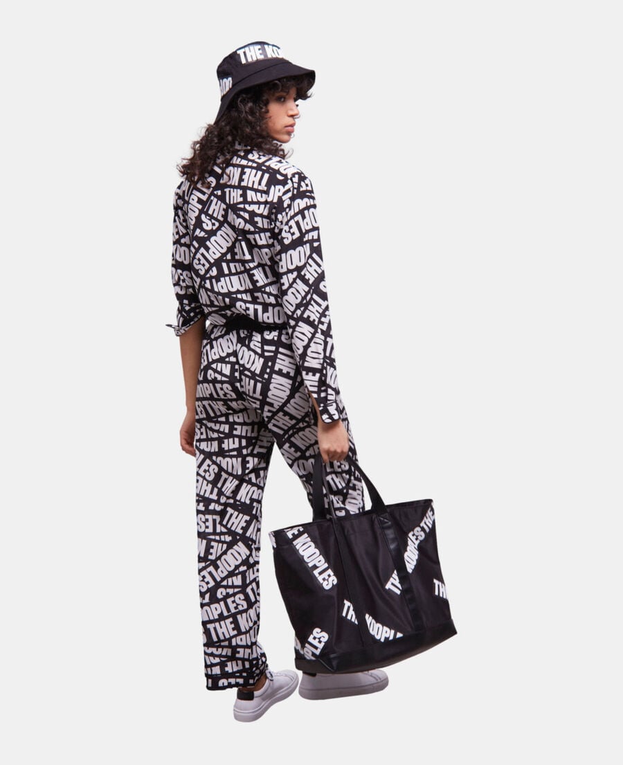The Kooples FEMME BLACK / WHITE pantalon tape logo