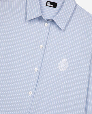 The Kooples FEMME BLUE / WHITE chemise à rayures en popeline bleue