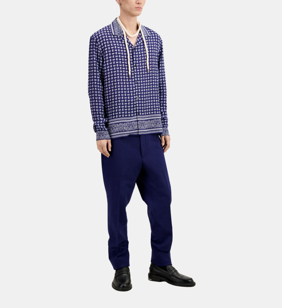 Blue and white paisley print long sleeve shirt | The Kooples US
