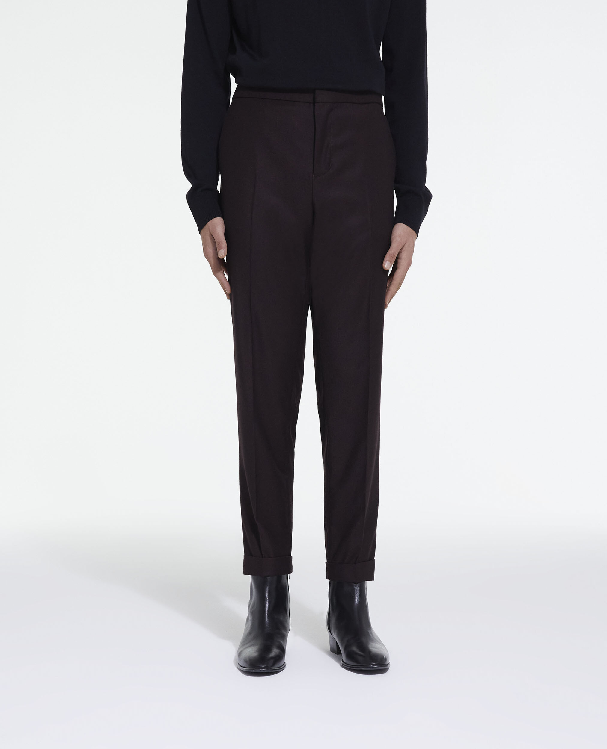 Burgundy wool suit pants, BURGUNDY, hi-res image number null
