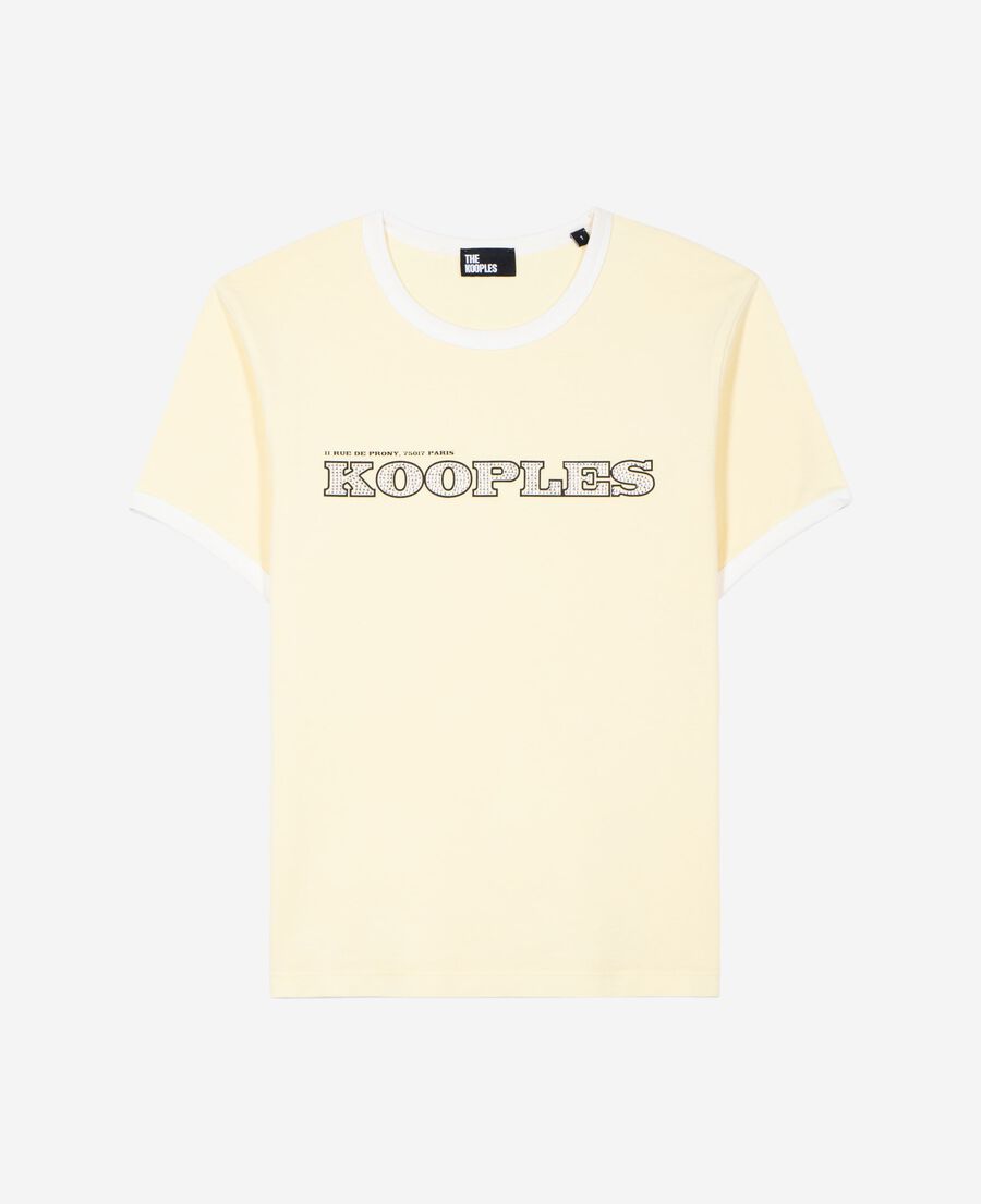The Kooples DAMEN LIGHT YELLOW t-shirt mit gelbem strass-logo
