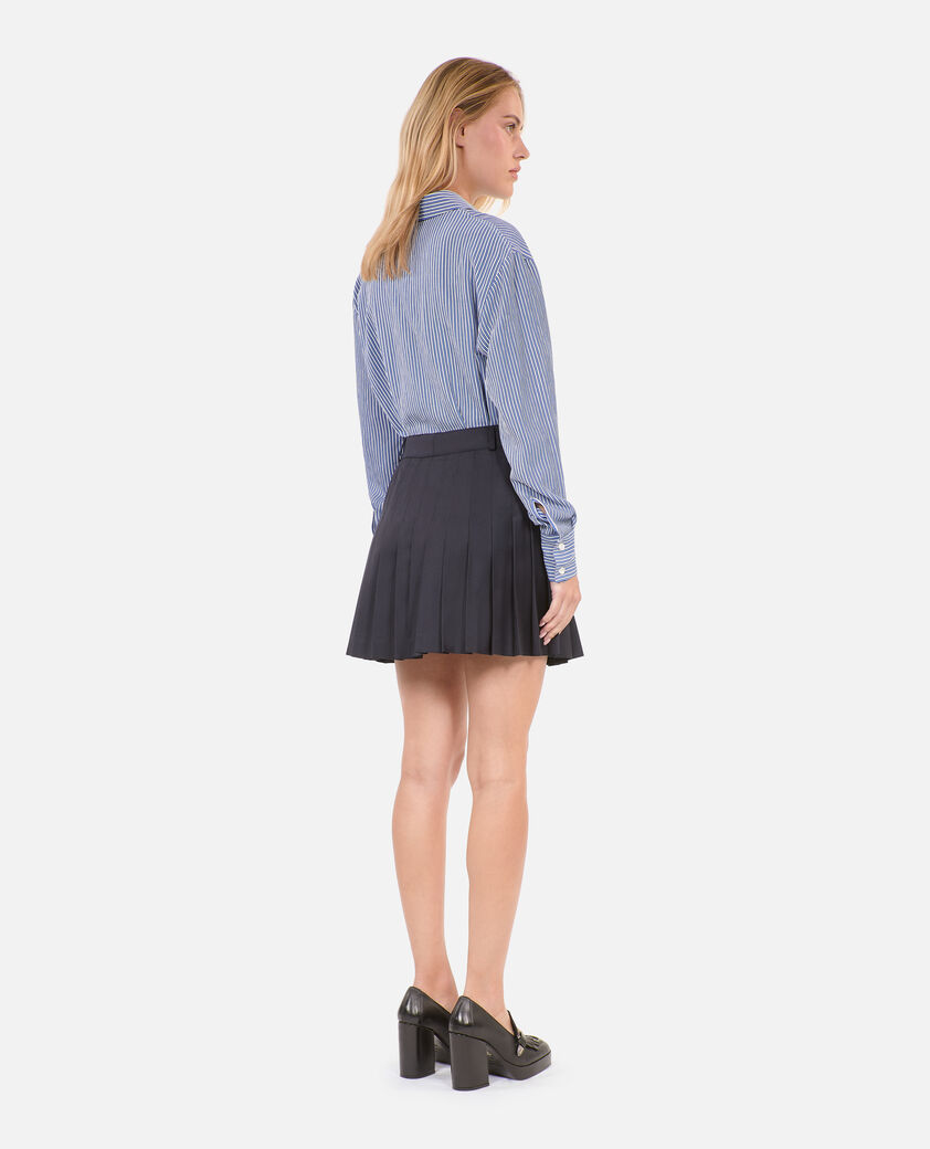 The Kooples WOMEN DARK NAVY short navy blue pleated skirt
