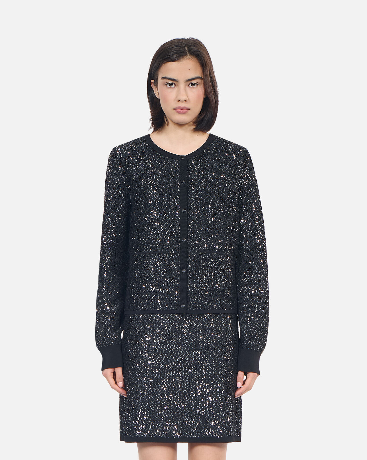 The Kooples WOMEN BLACK black sequined knit cardigan