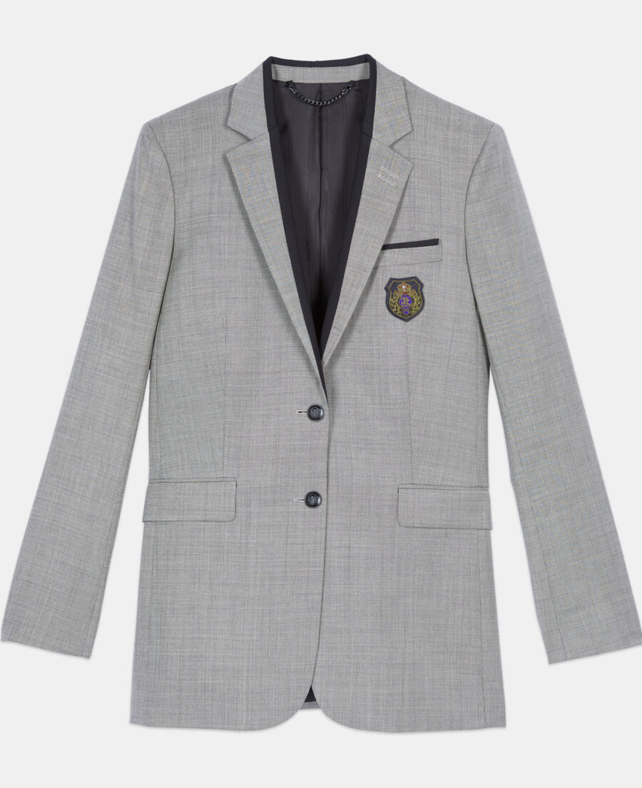 The Kooples FEMME BEIGE MELANGE veste tailleur en laine taupe