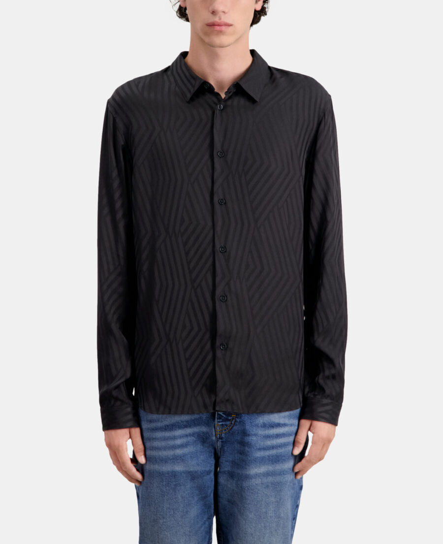 black geometric jacquard shirt
