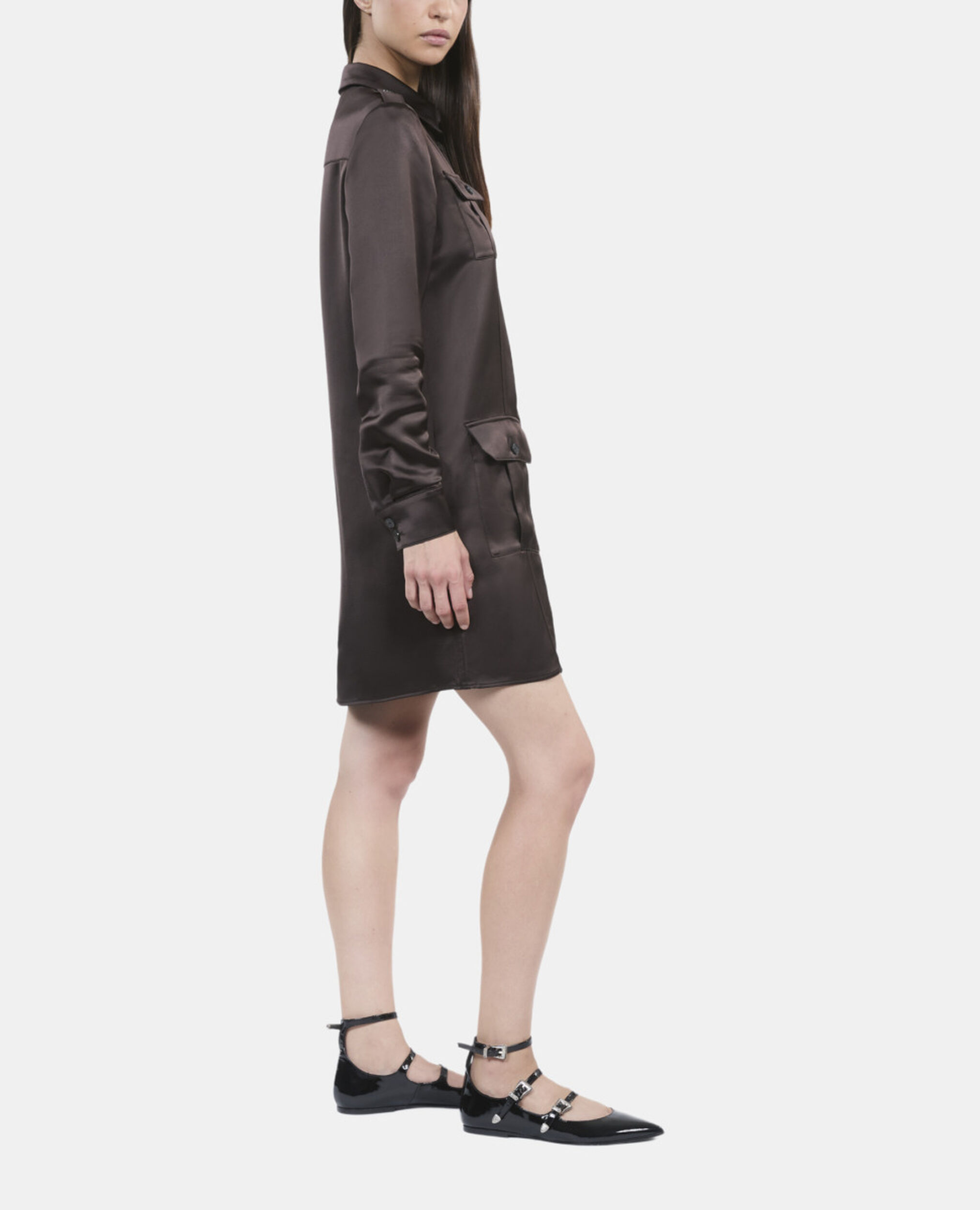 Short brown safari dress, BROWN, hi-res image number null