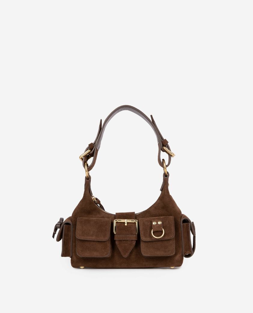 The Kooples F CHOCOLATE amelia small brown suede bag