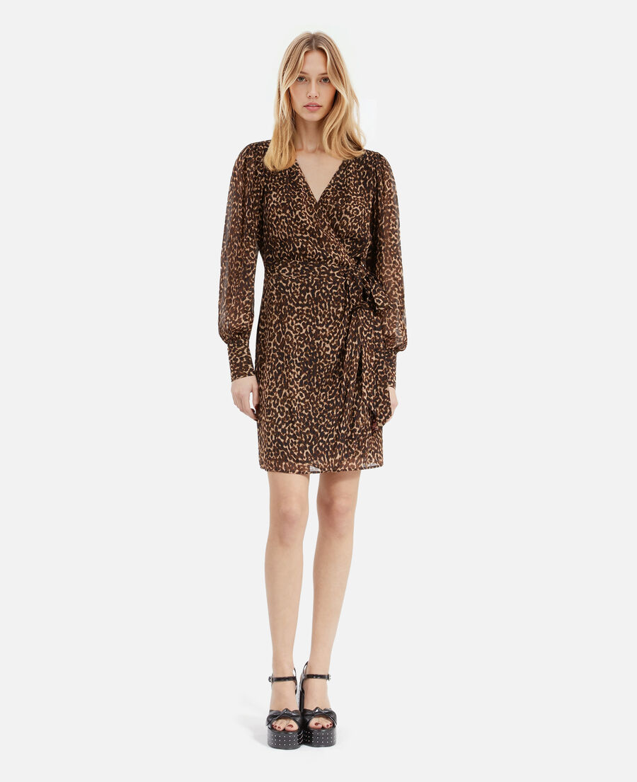 The Kooples DAMEN LEOPARD kurzes wickelkleid mit leopardenmuster