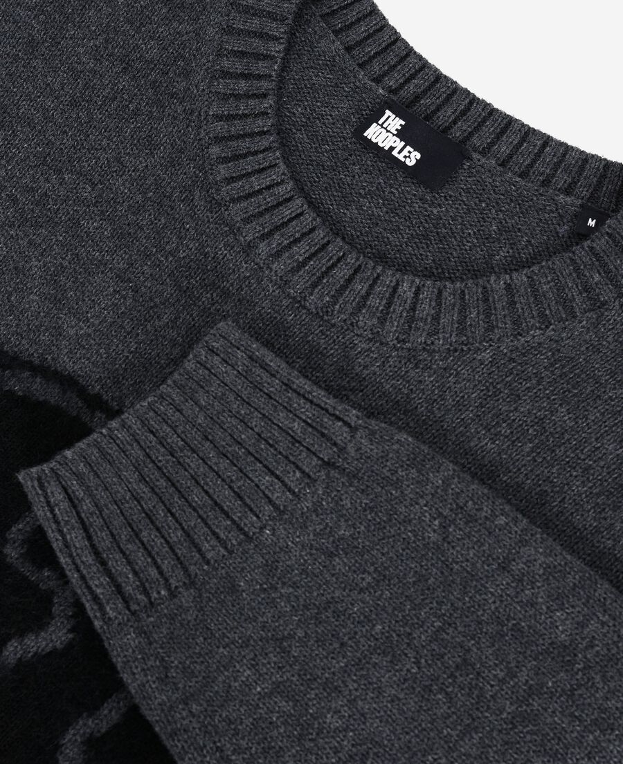 The Kooples HOMME ANTHRACITE MELANGE pull tête de mort gris foncé