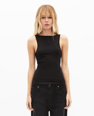 The Kooples FEMME BLACK top en maille avec cha&icirc;nes noir