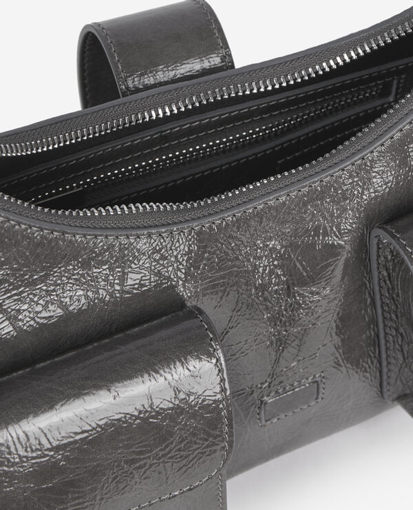 The Kooples FEMME GREY sac amelia en cuir craquelé gris