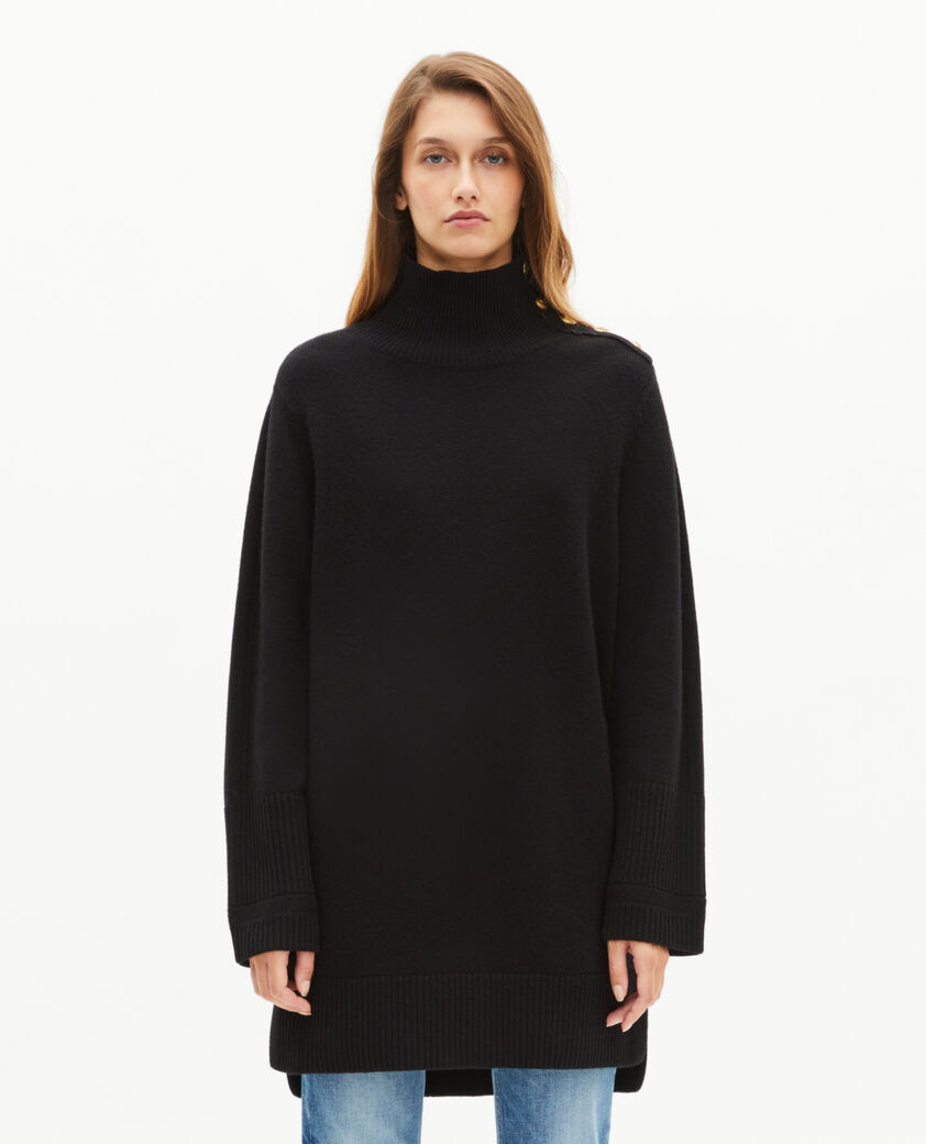 The Kooples FEMME BLACK robe courte en laine noire