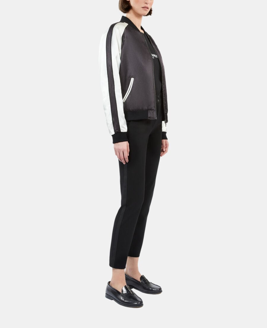 The Kooples FEMME BLACK blouson satiné noir et blanc