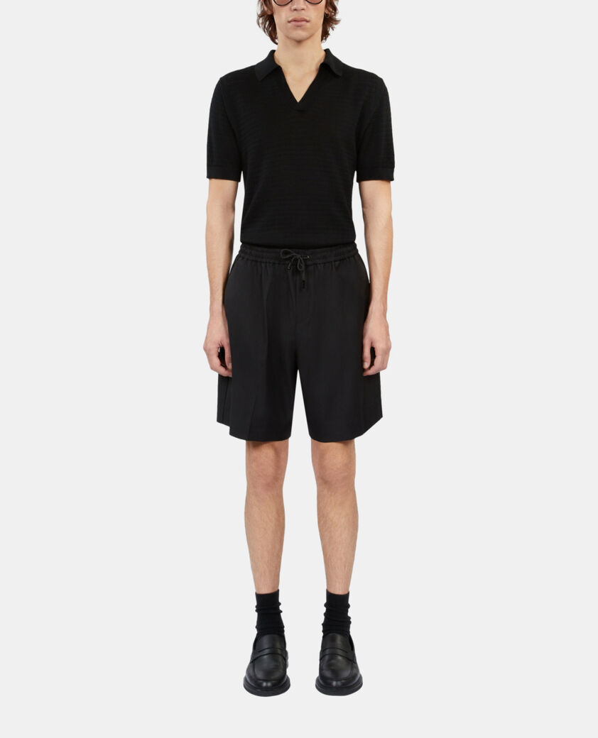 The Kooples MEN BLACK black wool bermuda shorts