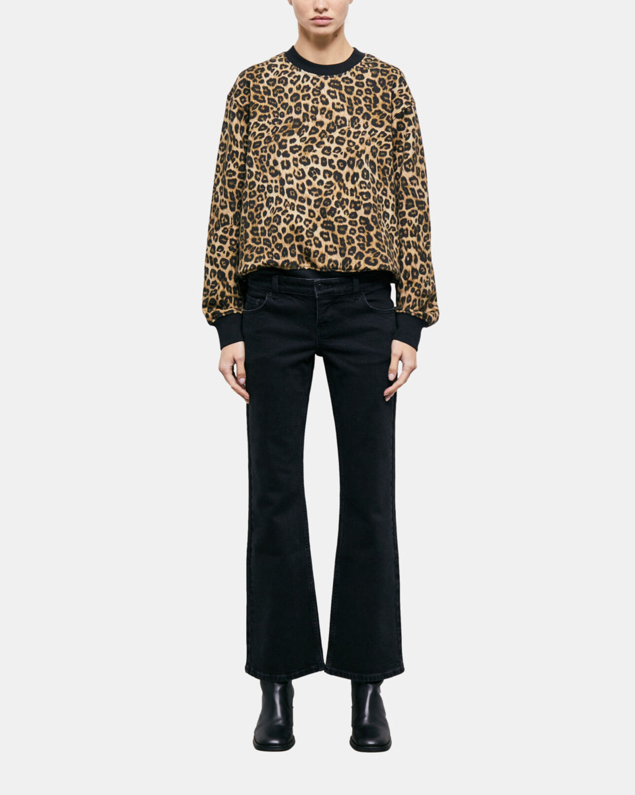 The Kooples FEMME BLACK WASHED jean bootcut noir
