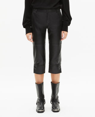 The Kooples WOMEN BLACK black leather capri pants