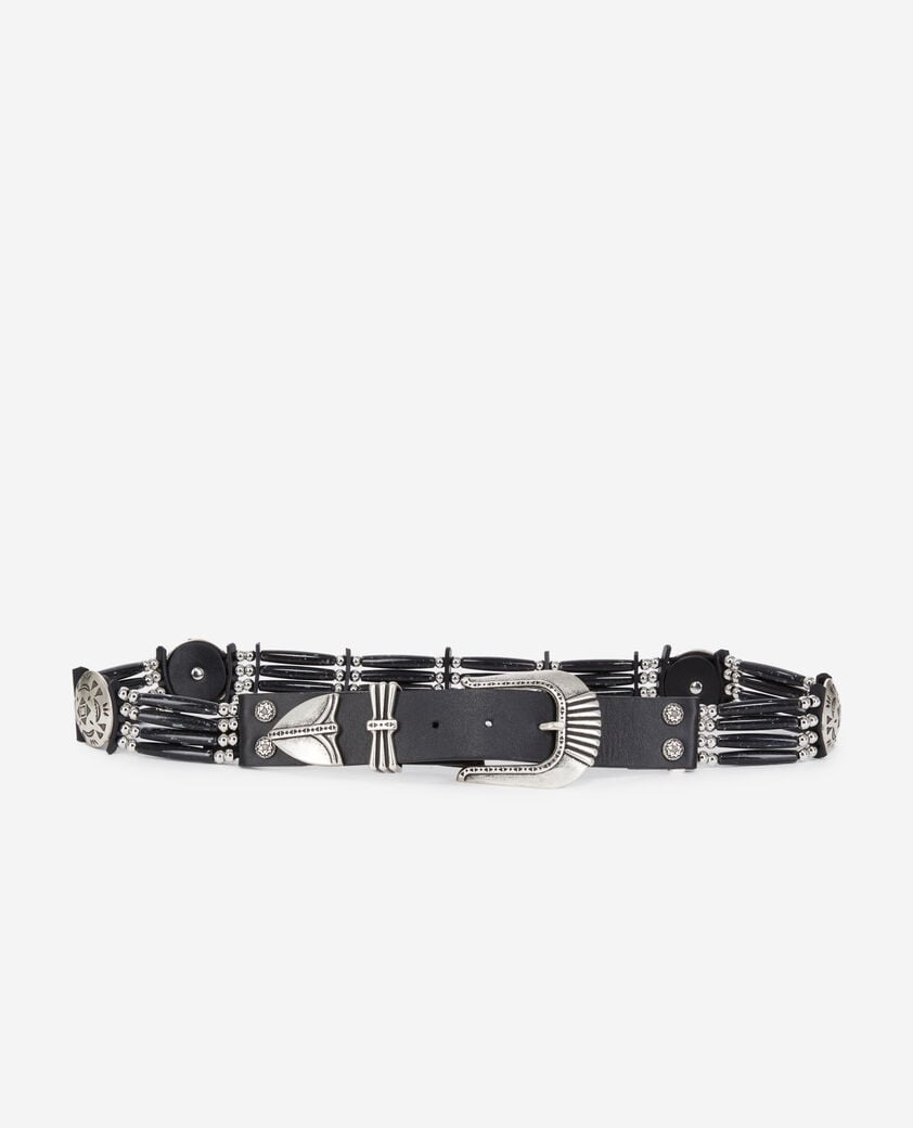 The Kooples F BLACK wide black leather belt