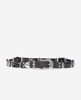 The Kooples F BLACK wide black leather belt