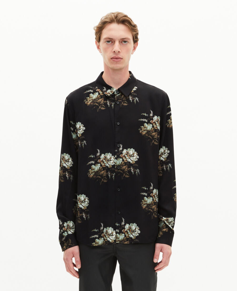 The Kooples HOMBRE BLACK / GREEN / WHITE camisa verde y negra con estampado floral