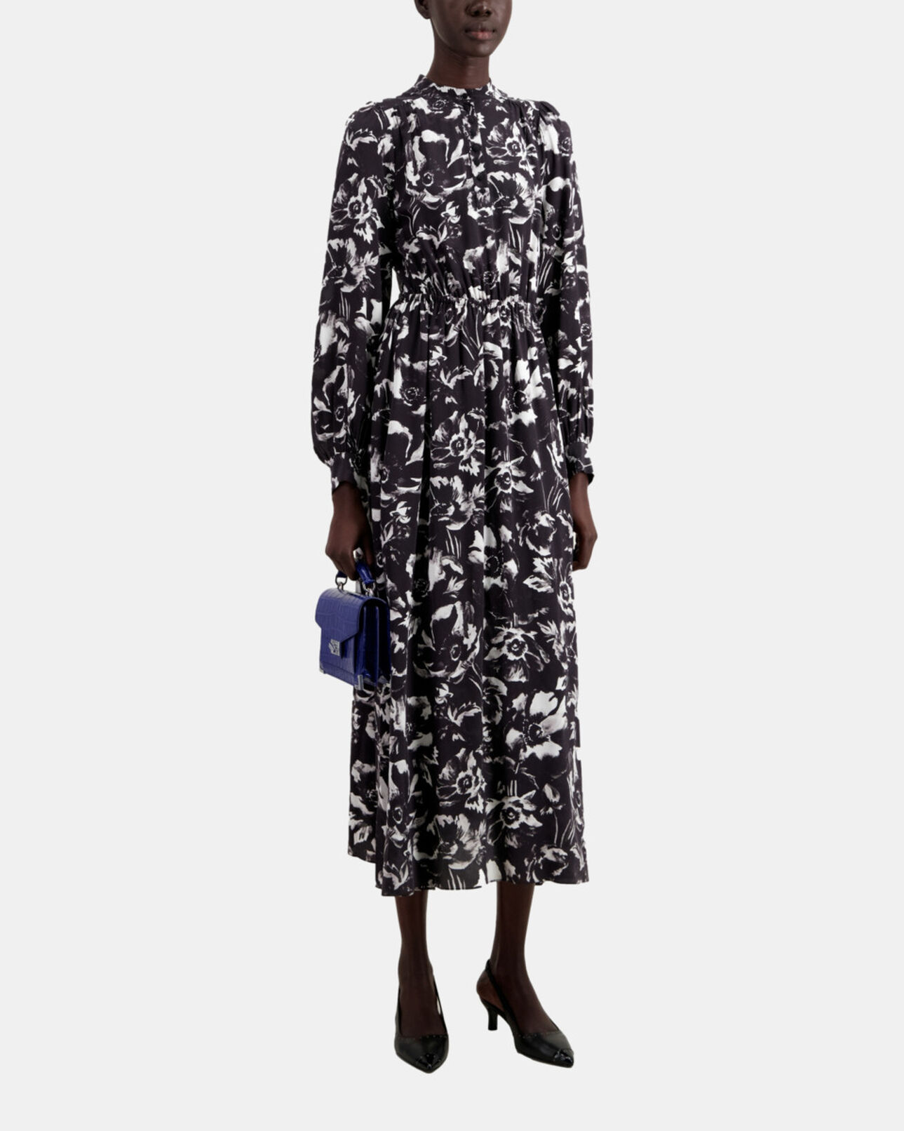 The Kooples WOMEN BLACK WHITE long printed dress