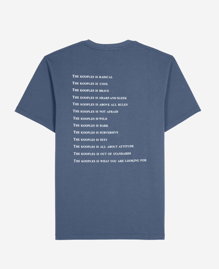 nachtblaues t-shirt mit „what is“-schriftzug