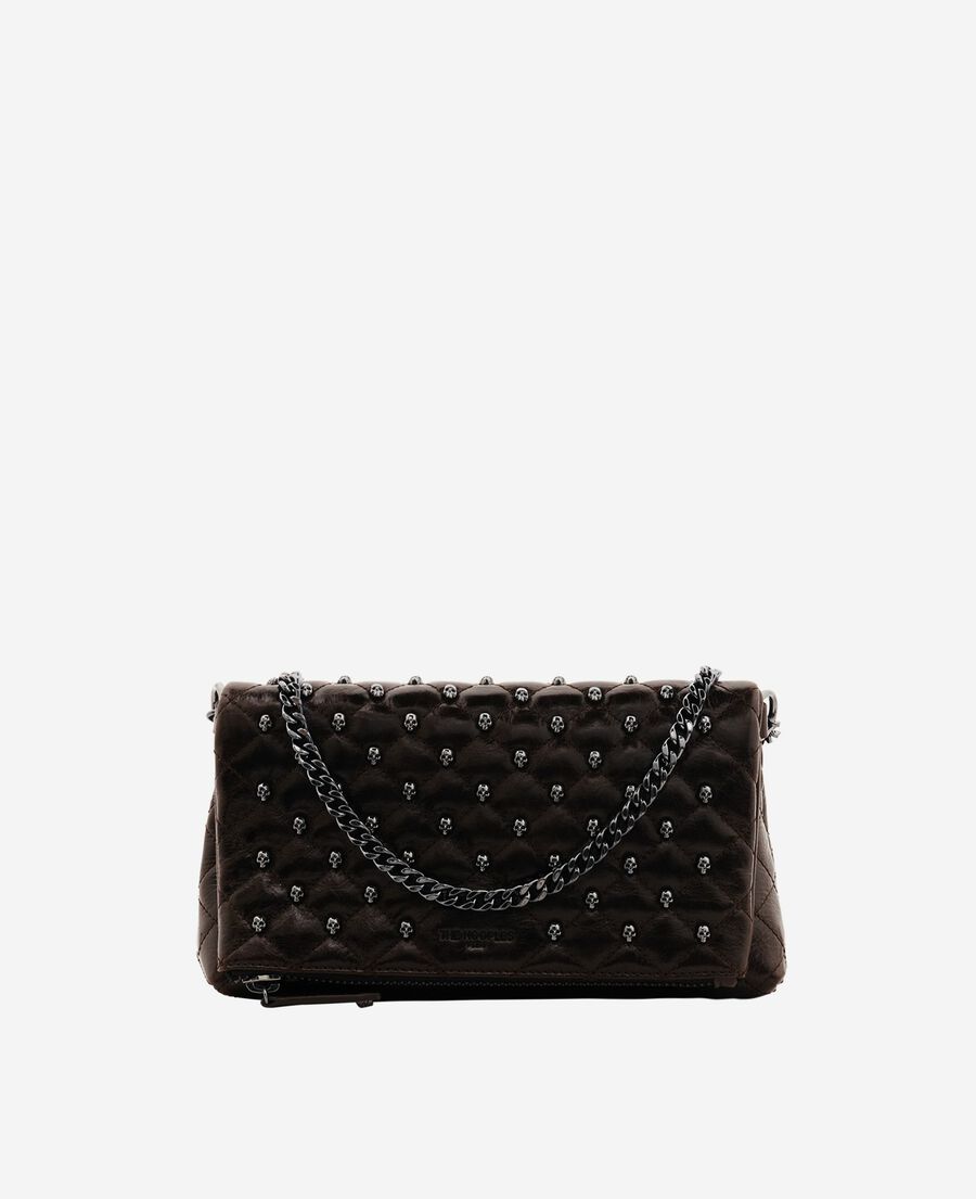 The Kooples FEMME BROWN pochette h&eacute;ritage small en cuir craquel&eacute; marron