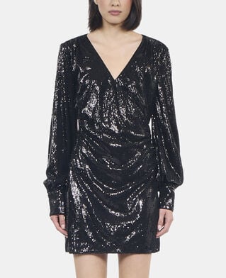 The Kooples FEMME BLACK robe à sequins courte noire