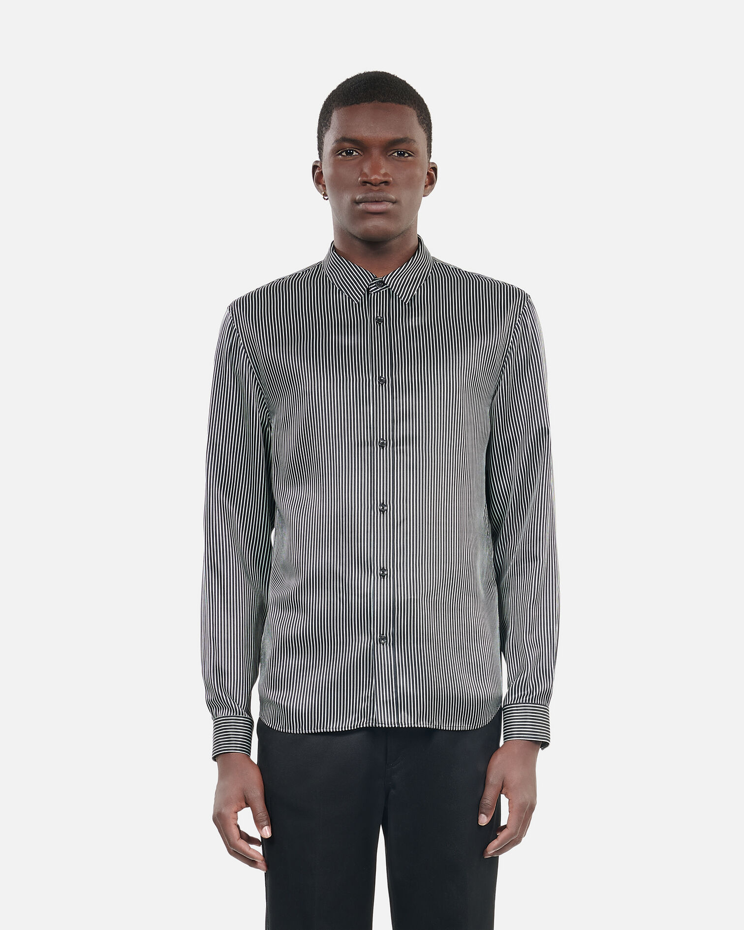 Black and white striped shirt, BLACK WHITE, hi-res image number null