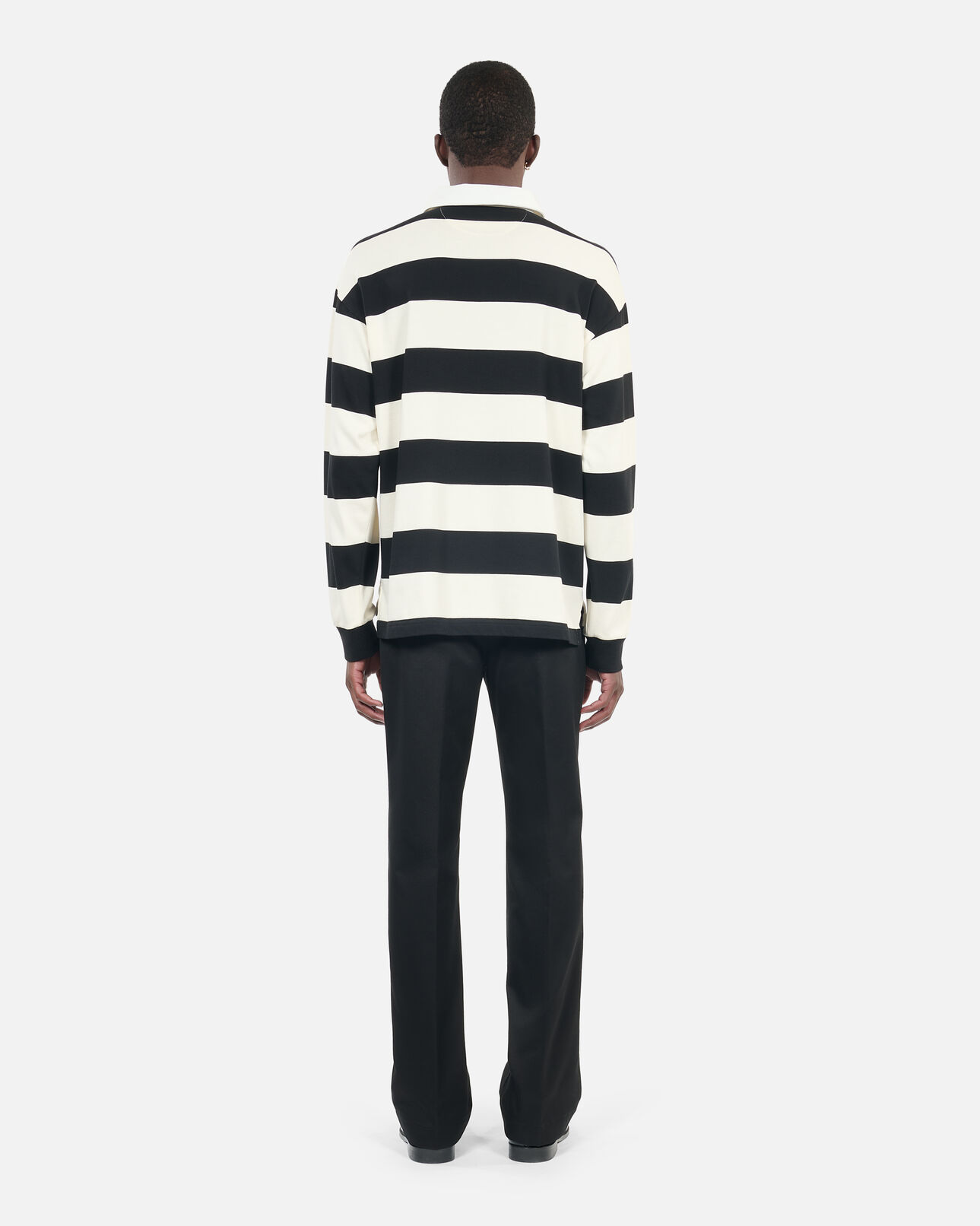 The Kooples MEN BLACK / WHITE long-sleeved black and white striped polo t-shirt