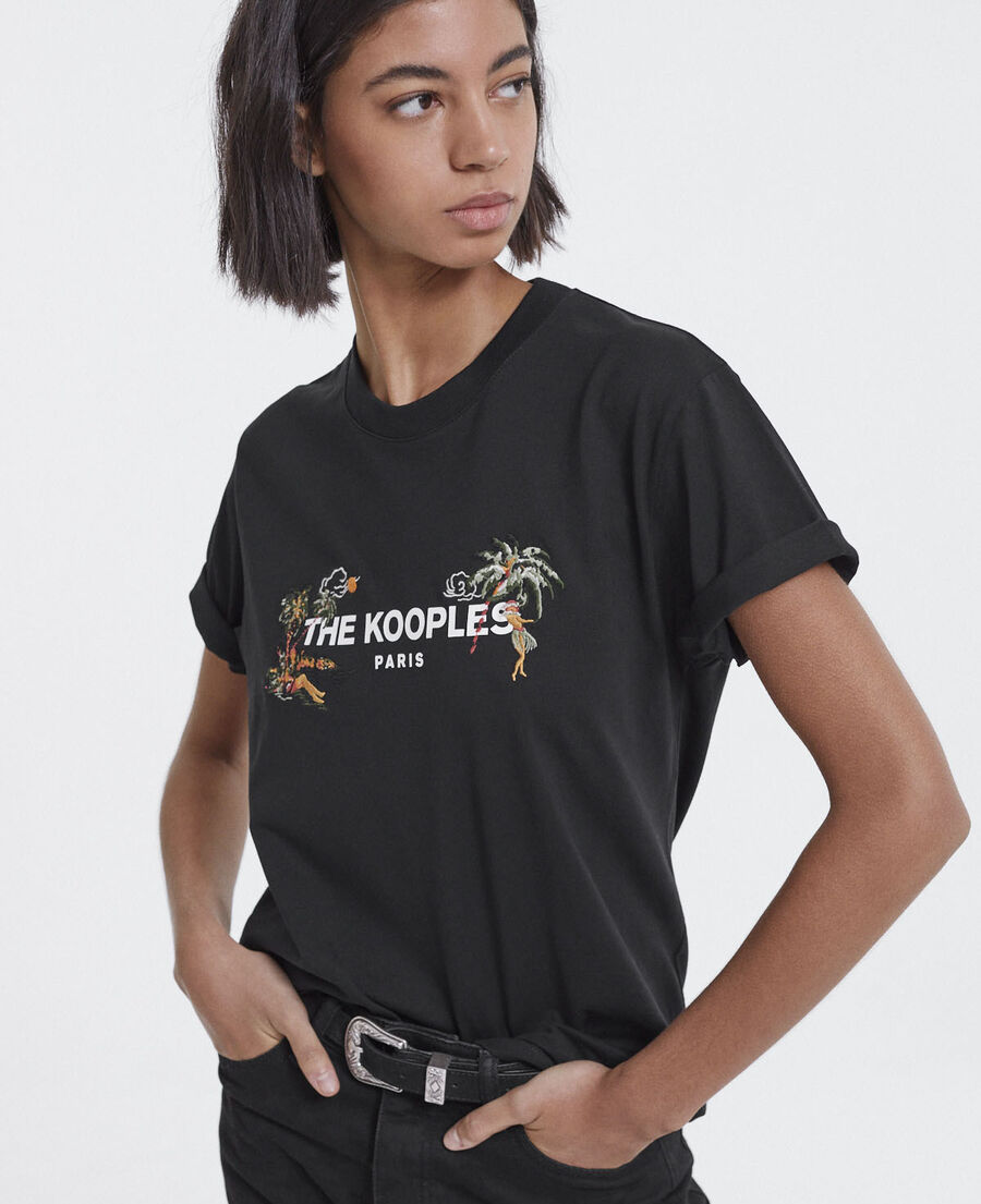 schwarzes t-shirt mit weißem the kooples-logo