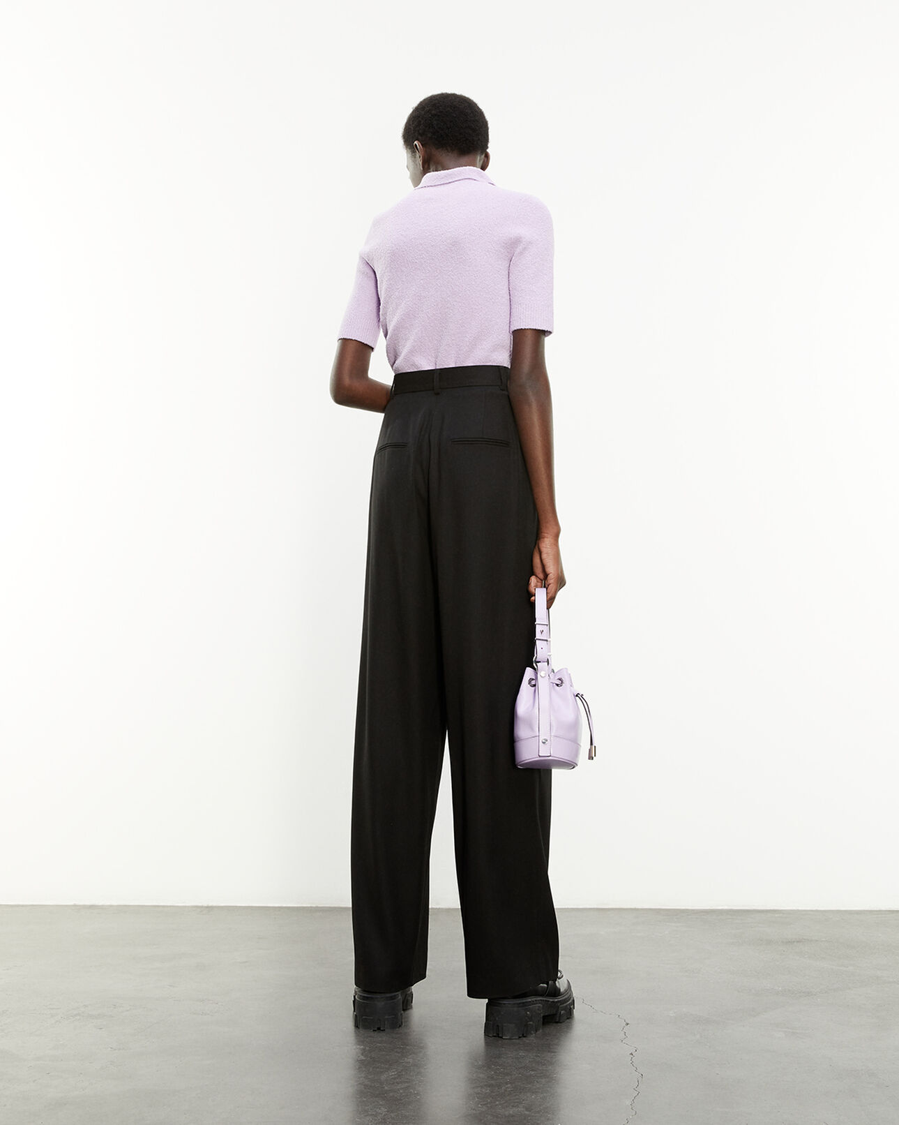 The Kooples FEMME LIGHT PURPLE polo violet ajusté boutonné détail brodé