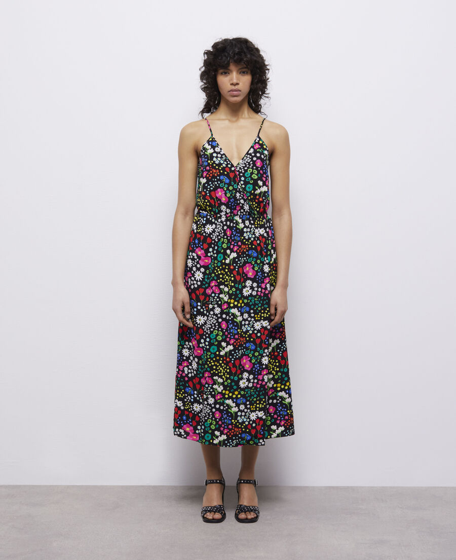 long printed wrap dress