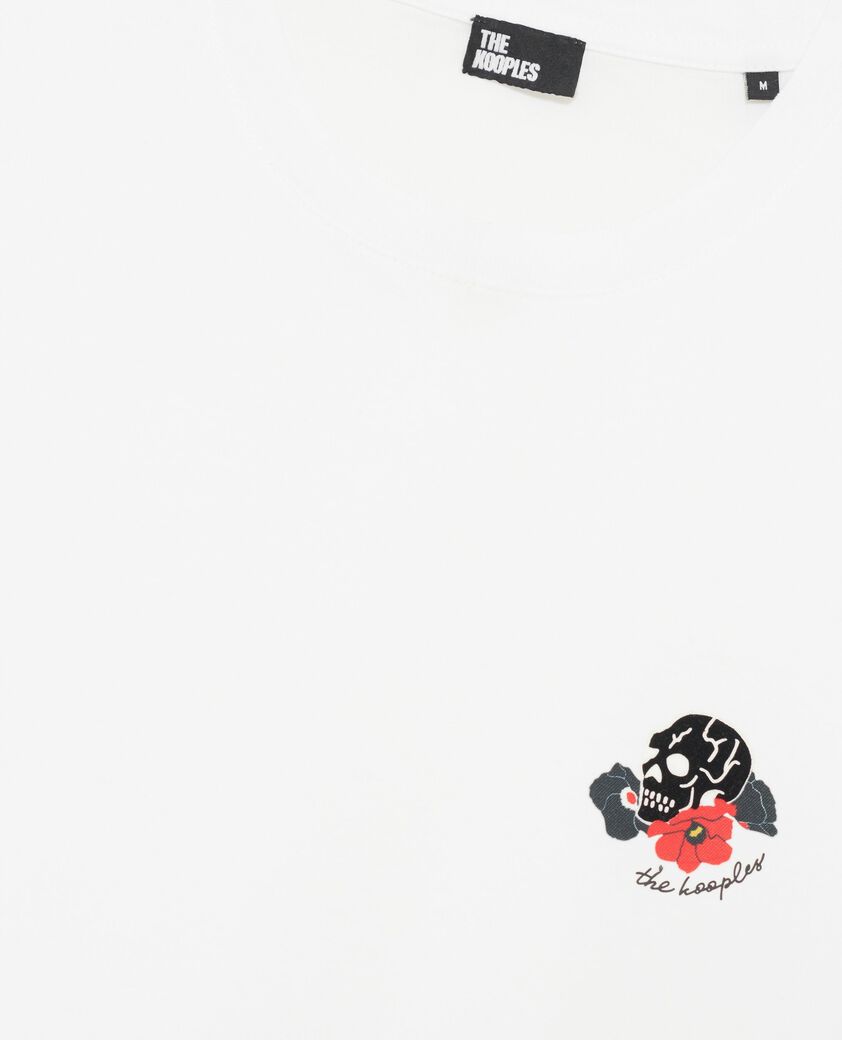 The Kooples HERREN WHITE t-shirt mit wei&szlig;er totenkopfbeflockung