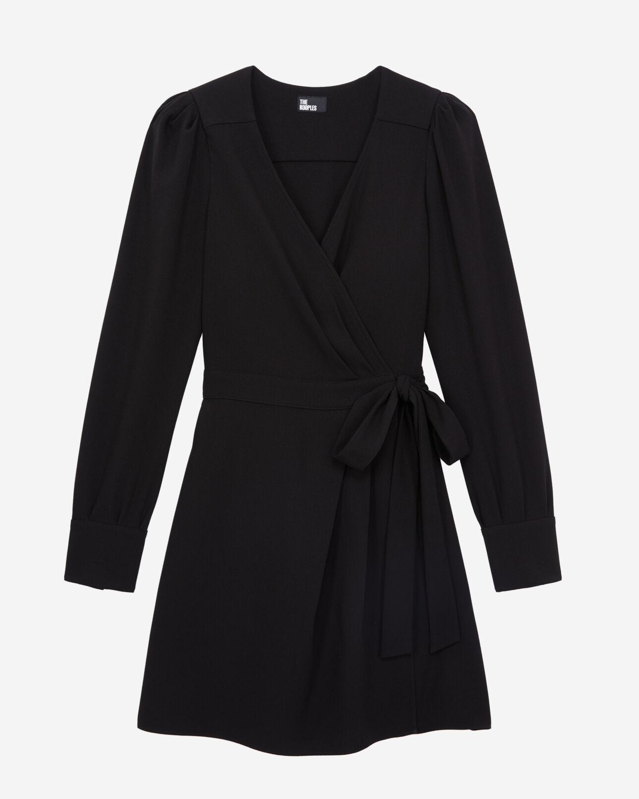 The Kooples FEMME BLACK robe portefeuille courte noire en crêpe