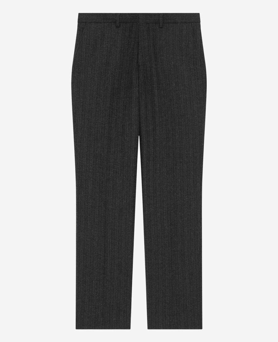 The Kooples MEN PEARL GREY dark grey pinstripe straight-leg suit pants
