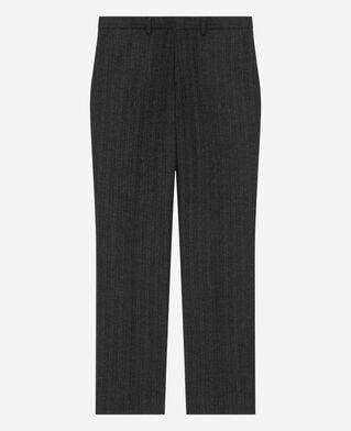 The Kooples MEN PEARL GREY dark grey pinstripe straight-leg suit pants