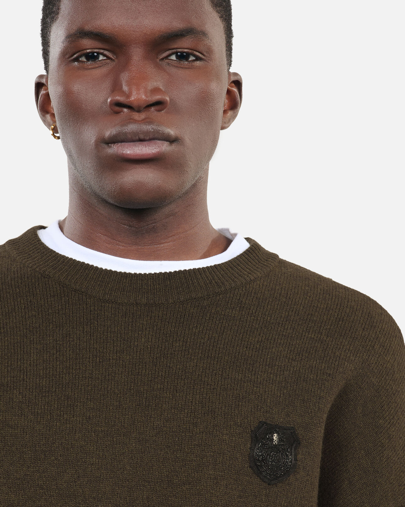 The Kooples HERREN OLIVE NIGHT khakifarbener wollpullover