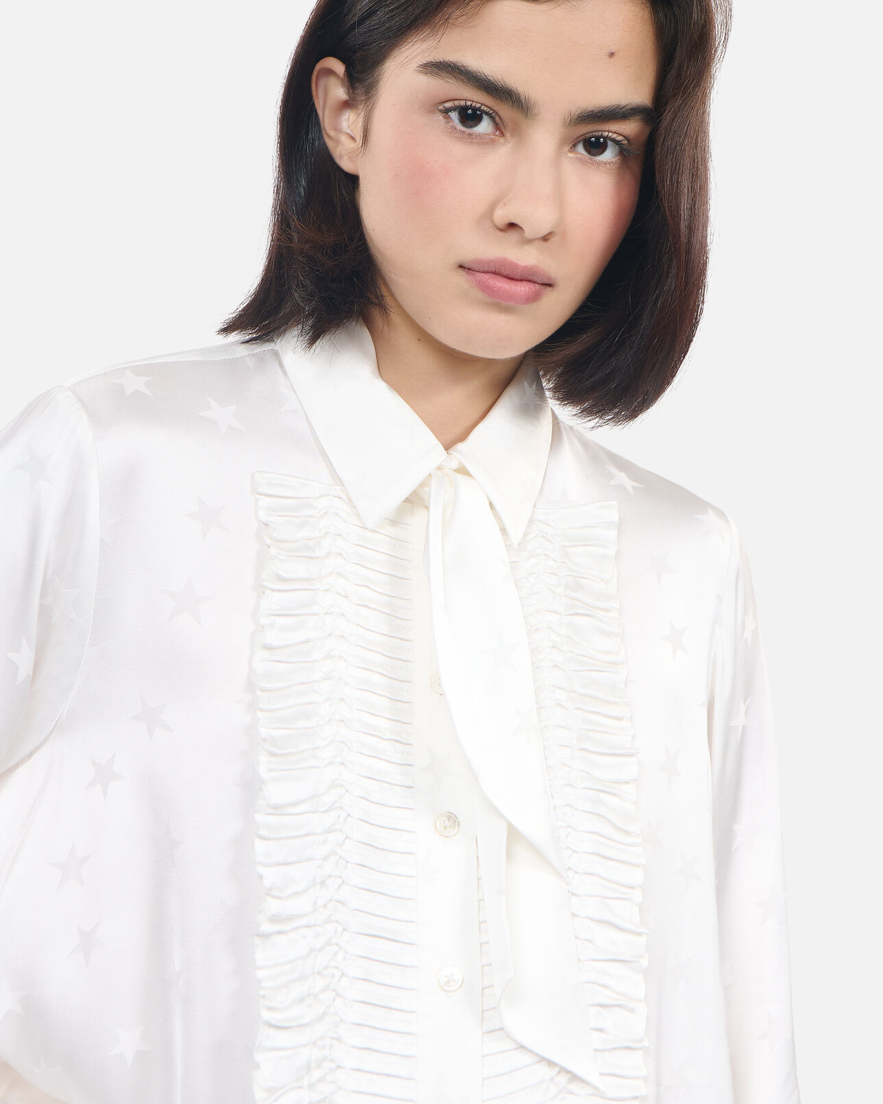 The Kooples DAMEN ECRU ecrufarbenes jacquard-hemd