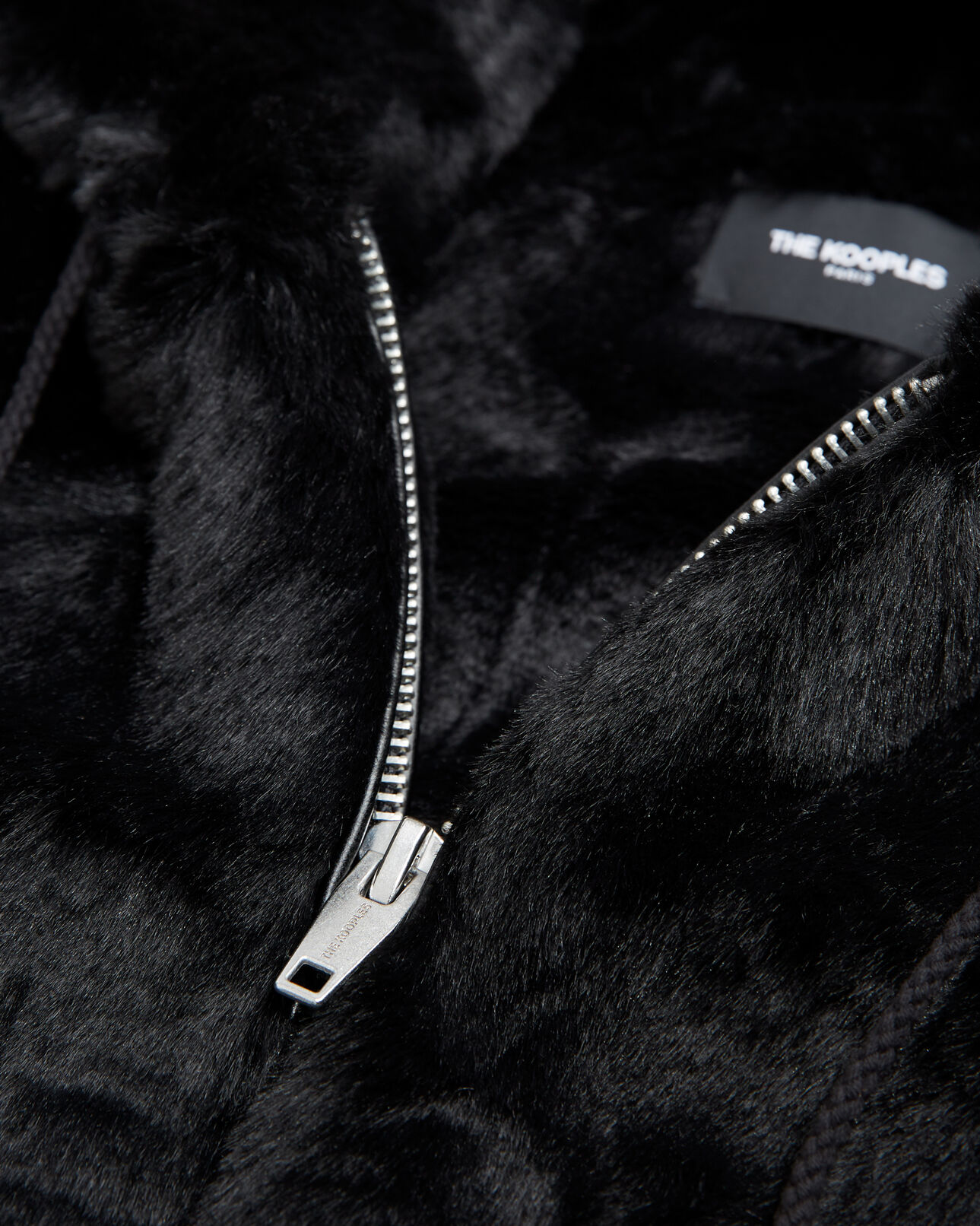 The Kooples WOMEN BLACK black faux fur coat with reversible hood