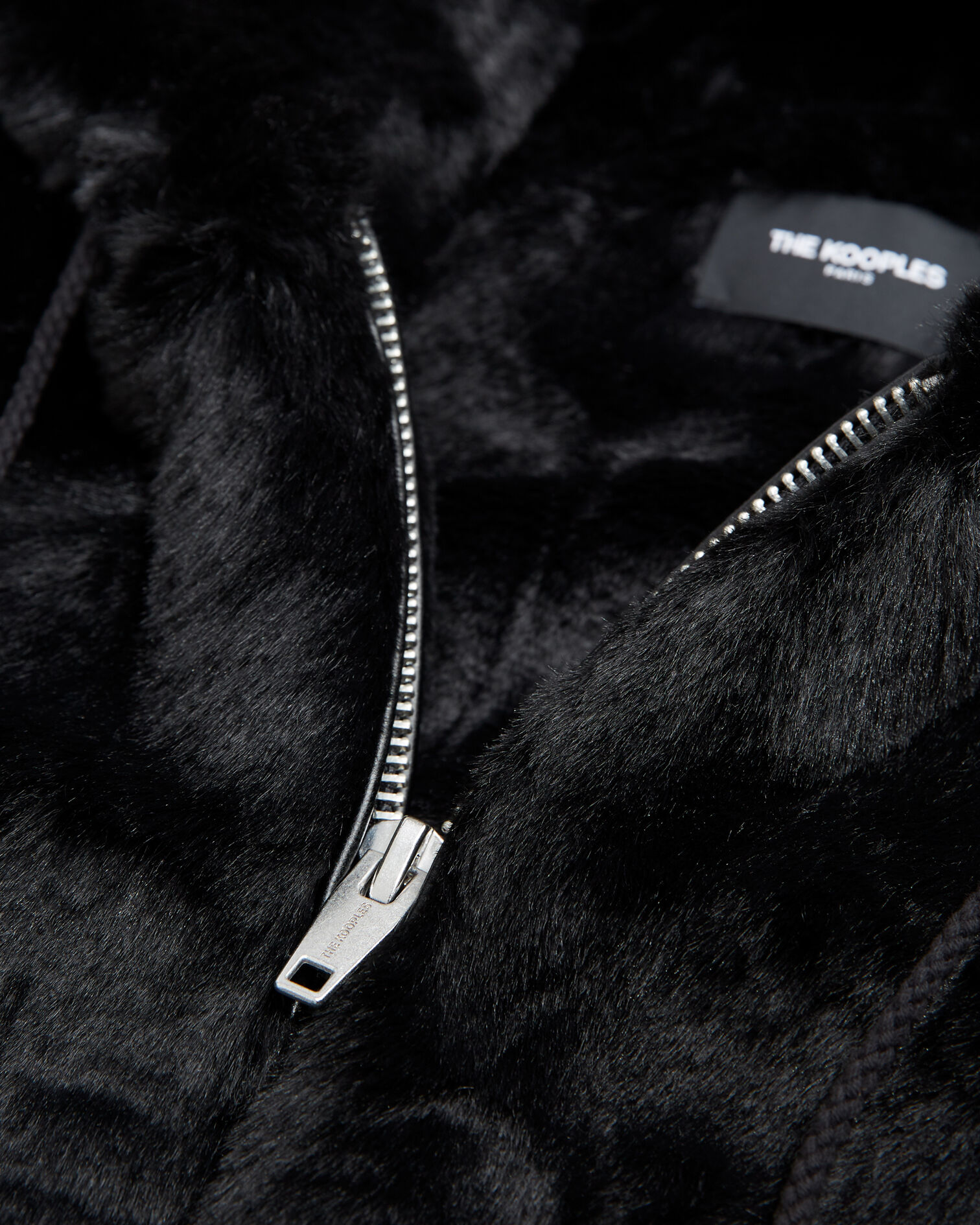 Black faux fur coat with reversible hood, BLACK, hi-res image number null
